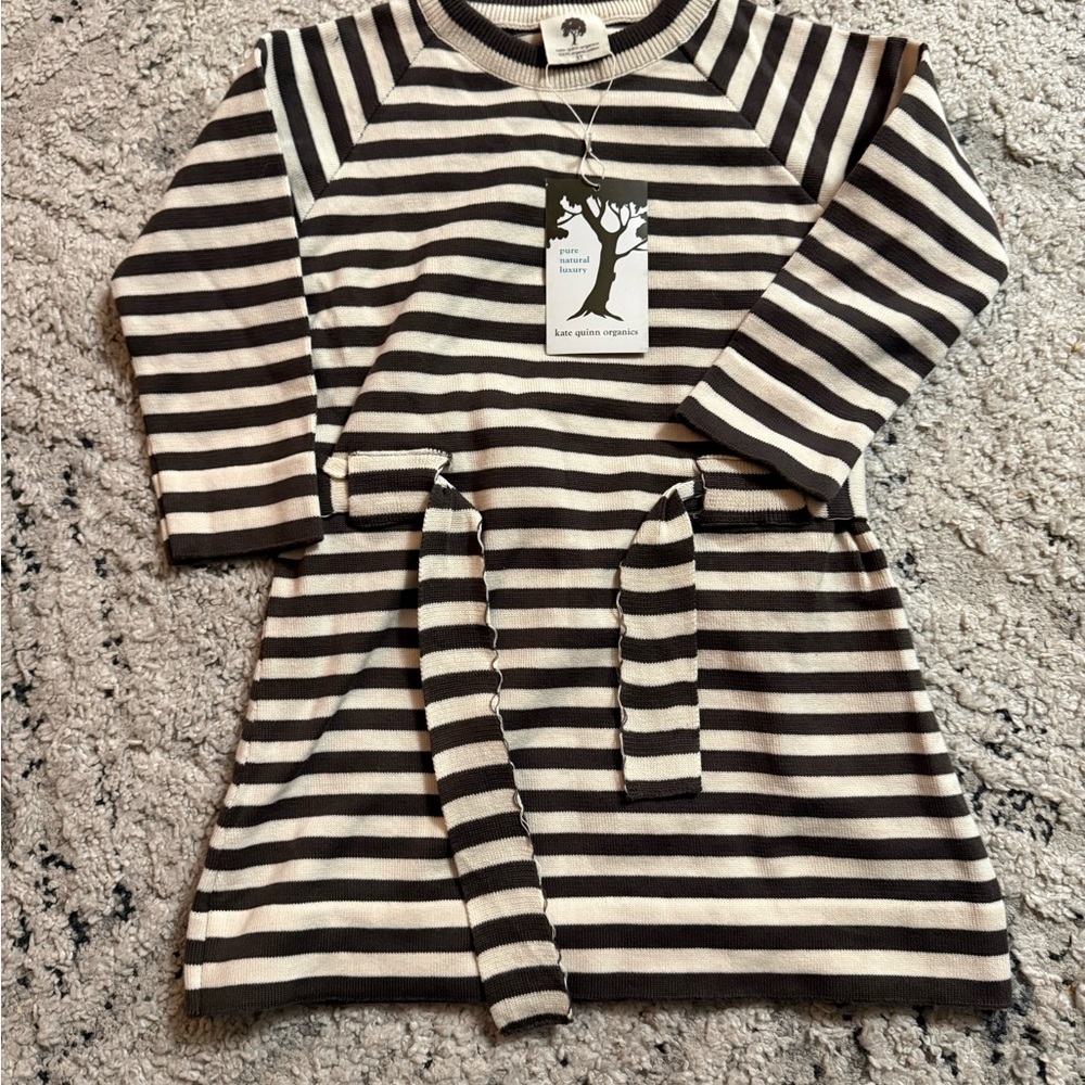 Kate Quinn Vintage Striped Brown and White Knit Dress